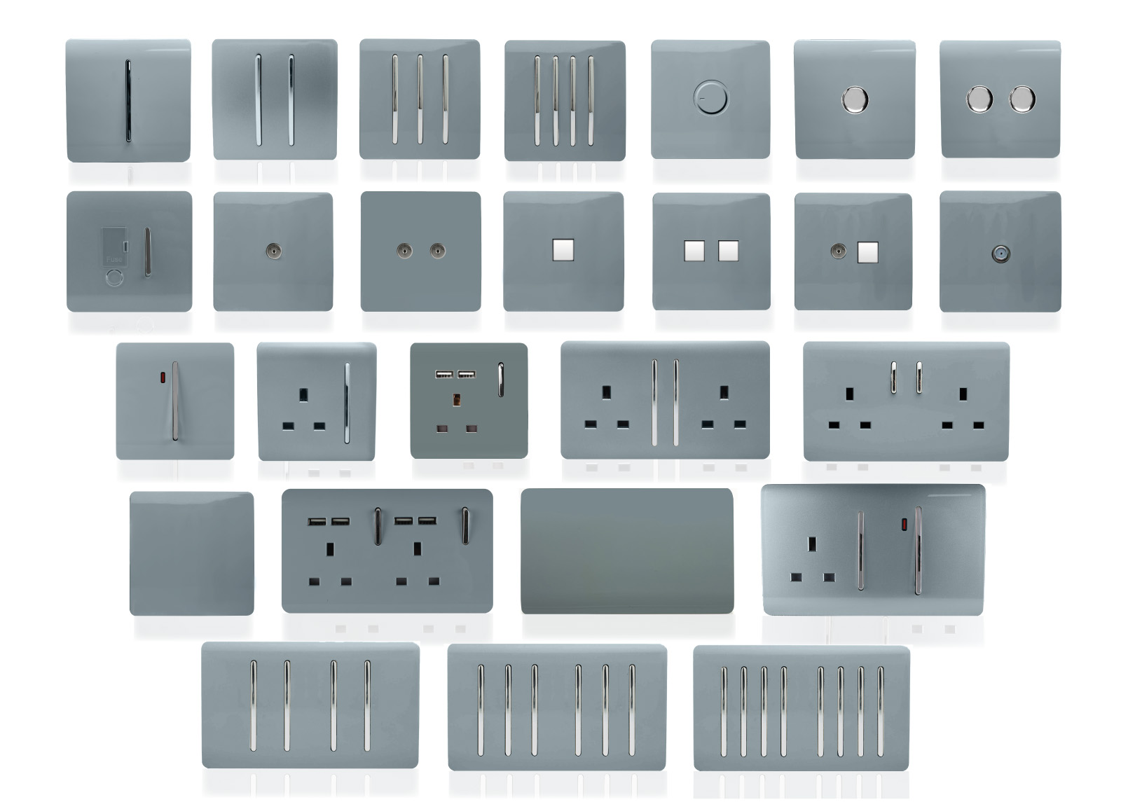 Cool Grey Wiring Accessories Trendi Decorative Screwless